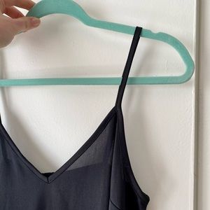 Black satin slip dress